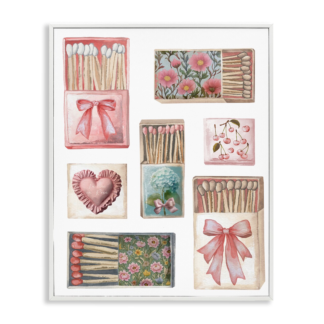 Stupell Industries Vintage Feminine Matchbooks Framed Giclee, design by Elizabeth Medley